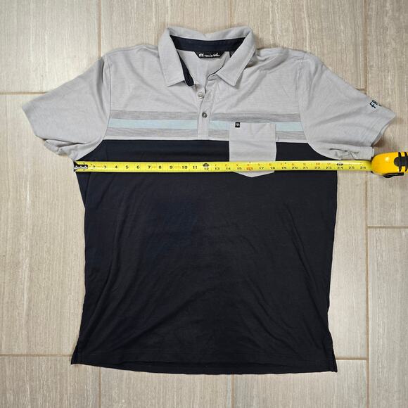Travis Matthews Salad Days Polo Shirt Mens Size 2XLarge Gray Color Block Short - Picture 2 of 7